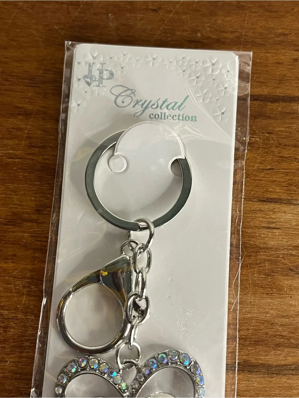Silver Heart Keychain Bag Charm Keychain Iridescent Rhinestones Crystal Coll